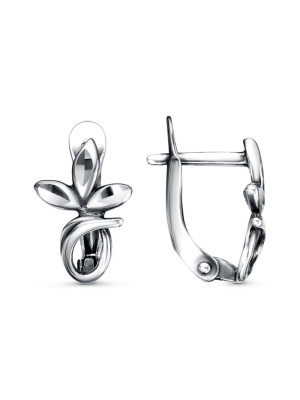 Серьги бижутерия, покрытие - серебрение с оксидированием, отделка - алмазная грань, без вставок