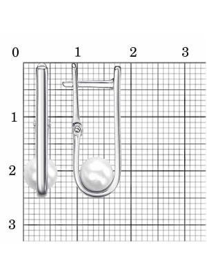 Серьги серебро 925 пробы, покрытие - родирование, вставка - имитация жемчуга