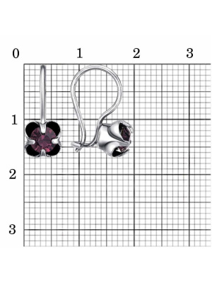 Серьги бижутерия, покрытие - серебрение с оксидированием, вставка - стекло ювелирное preciosa