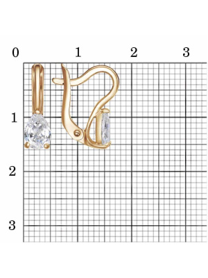 Серьги серебро 925 пробы, покрытие - золочение, вставка - фианит (недрагоценный камень)