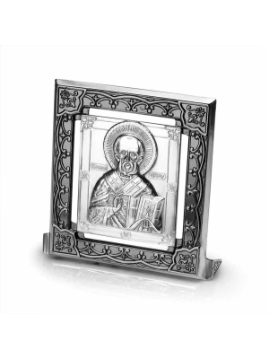 Икона "николай чудотворец" серебро 925 пробы, покрытие - оксидирование, без вставок