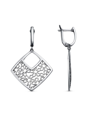 Серьги серебро 925 пробы, покрытие - оксидирование, без вставок