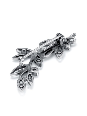 Брошь серебро 925 пробы, покрытие - оксидирование, вставка - фианит (недрагоценный камень)