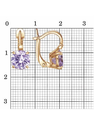 Серьги бижутерия, покрытие - золочение, вставка - фианит (недрагоценный камень)
