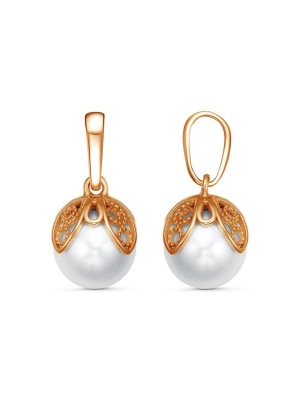 Подвеска бижутерия, покрытие - золочение, вставка - имитация жемчуга