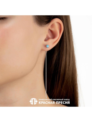 Серьги серебро 925 пробы, покрытие - родирование, вставка - фианит (недрагоценный камень)