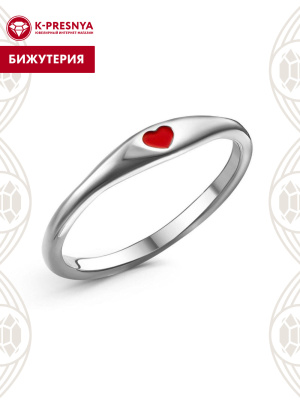 Кольцо бижутерия, покрытие - платинирование, отделка - эмаль, без вставок