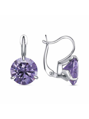 Серьги серебро 925 пробы, покрытие - платинирование, вставка - фианит (недрагоценный камень)