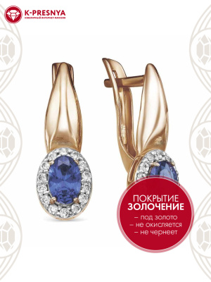 Серьги серебро 925 пробы, покрытие - золочение, выборочное родирование