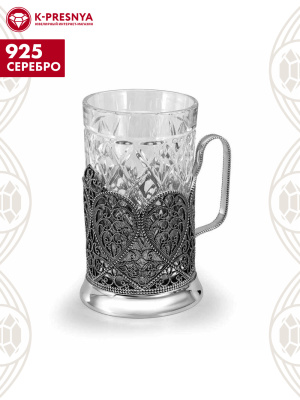 Подстаканник серебро 925 пробы, покрытие - оксидирование, без вставок