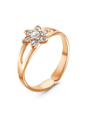 Кольцо бижутерия, покрытие - золочение, вставка - стекло ювелирное preciosa