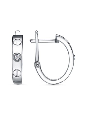 Серьги бижутерия, покрытие - платинирование, вставка - стекло ювелирное preciosa