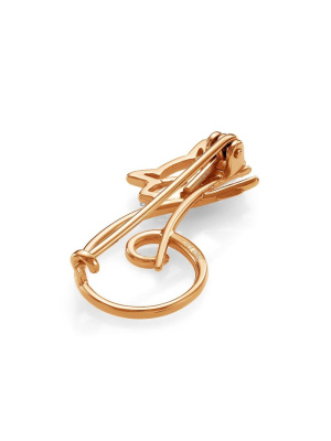 Брошь серебро 925 пробы, покрытие - золочение, вставка - фианит (недрагоценный камень)