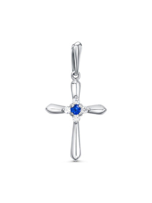 Подвеска серебро 925 пробы, покрытие - родирование, вставка - искусственная шпинель, фианит (недрагоценный камень)