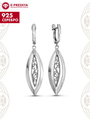 Серьги серебро 925 пробы, покрытие - оксидирование, без вставок