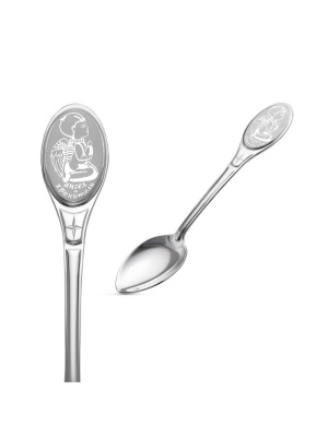 Ложка детская с ангелом «мальчик» серебро 925 пробы, без покрытия, без вставок