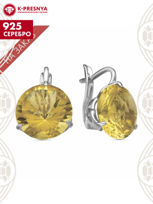 Серьги серебро 925 пробы, покрытие - родирование, вставка - стекло ювелирное собственной огранки