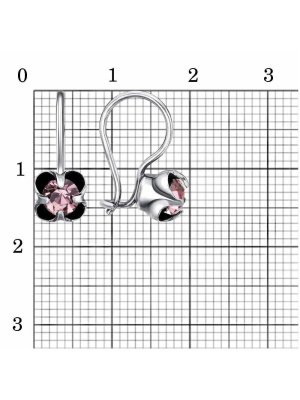 Серьги бижутерия, покрытие - серебрение с оксидированием, вставка - стекло ювелирное preciosa