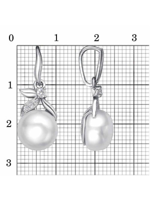 Подвеска серебро 925 пробы, покрытие - родирование, вставка - культивированный жемчуг, фианит (недрагоценный камень)