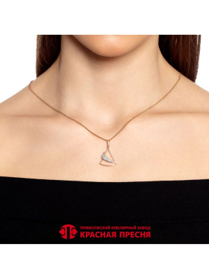 Подвеска серебро 925 пробы, покрытие - золочение, выборочное родирование, вставка - фианит (недрагоценный камень)