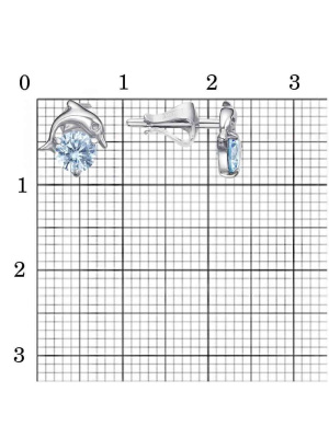 Серьги серебро 925 пробы, покрытие - родирование, вставка - фианит (недрагоценный камень)