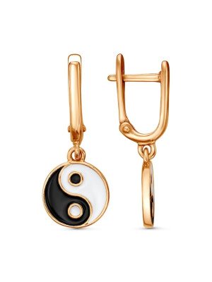 Серьги бижутерия, покрытие - золочение, отделка - эмаль, без вставок