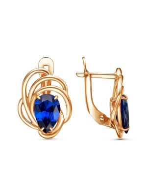 Серьги бижутерия, покрытие - золочение, вставка - фианит (недрагоценный камень)