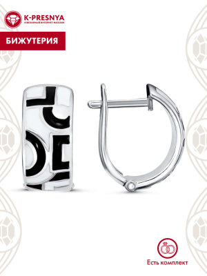 Серьги бижутерия, покрытие - серебрение, отделка - эмаль, без вставок