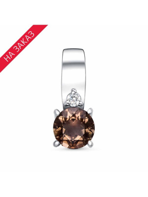 Подвеска серебро 925 пробы, покрытие - родирование, вставка - дымчатый кварц, фианит (недрагоценный камень)