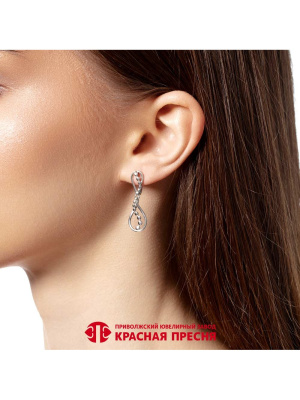 Серьги серебро 925 пробы, покрытие - родирование, без вставок