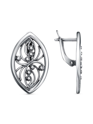 Серьги серебро 925 пробы, покрытие - оксидирование, без вставок