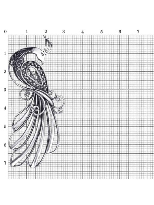 Брошь серебро 925 пробы, покрытие - оксидирование, без вставок