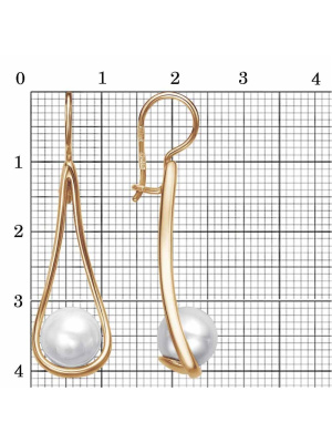 Серьги серебро 925 пробы, покрытие - золочение, вставка - имитация жемчуга