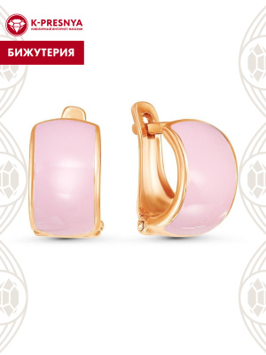 Серьги бижутерия, покрытие - золочение, отделка - эмаль, без вставок