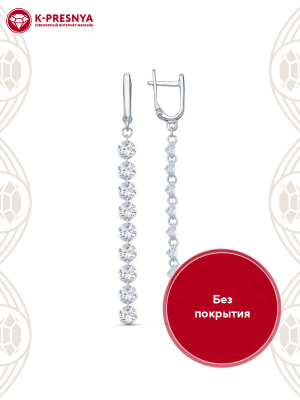 Серьги серебро 925 пробы, без покрытия, вставка - фианит (недрагоценный камень)