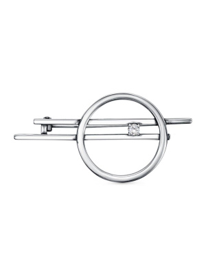 Брошь серебро 925 пробы, покрытие - оксидирование, вставка - фианит (недрагоценный камень)