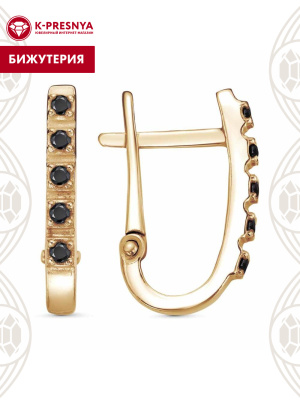 Серьги бижутерия, покрытие - золочение, вставка - фианит (недрагоценный камень)