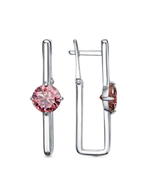 Серьги серебро 925 пробы, покрытие - платинирование, вставка - фианит (недрагоценный камень)