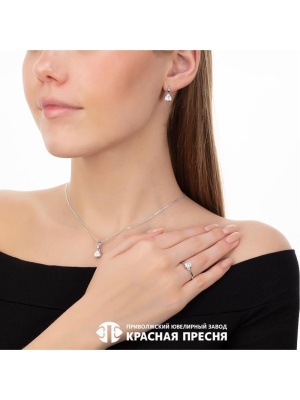 Подвеска серебро 925 пробы, покрытие - родирование, вставка - фианит (недрагоценный камень)