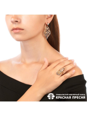 Серьги бижутерия, покрытие - золочение, отделка - алмазная грань, без вставок