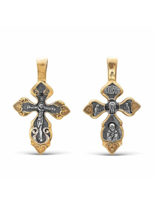 Подвеска серебро 925 пробы, покрытие - оксидирование, выборочное золочение, без вставок