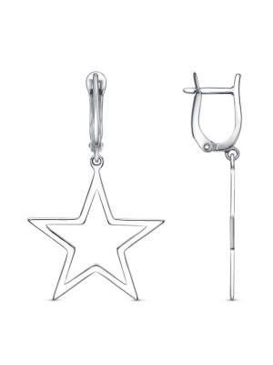 Серьги серебро 925 пробы, покрытие - платинирование, без вставок