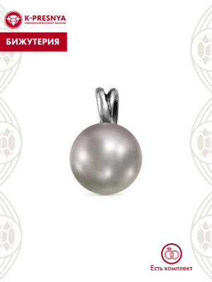 Подвеска бижутерия, покрытие - серебрение с оксидированием, вставка - имитация жемчуга