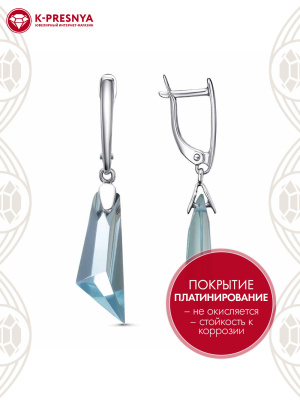 Серьги серебро 925 пробы, покрытие - платинирование, вставка - стекло ювелирное собственной огранки