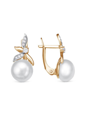 Серьги серебро 925 пробы, покрытие - золочение, выборочное родирование