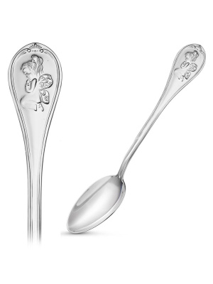 Ложка детская с ангелом-хранителем "девочка" серебро 925 пробы, без покрытия, без вставок