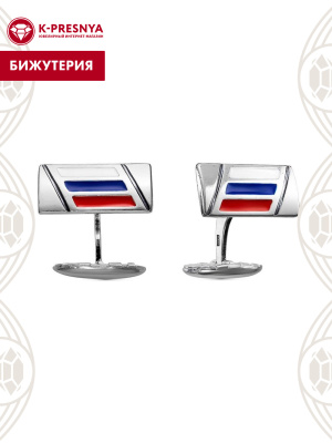 Запонки бижутерия, покрытие - серебрение с оксидированием, отделка - эмаль, без вставок