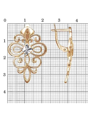 Серьги бижутерия, покрытие - золочение, отделка - алмазная грань, без вставок