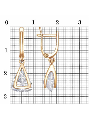 Серьги серебро 925 пробы, покрытие - золочение, вставка - фианит (недрагоценный камень)