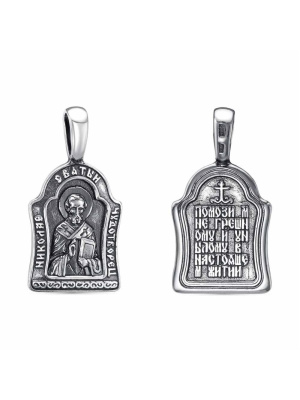 Подвеска "николай чудотворец" бижутерия, покрытие - серебрение с оксидированием, без вставок